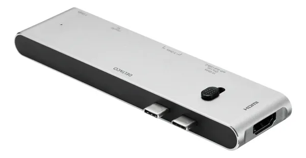Deltaco HDMI/SD/mSD PD 85W, USB-C-telakka