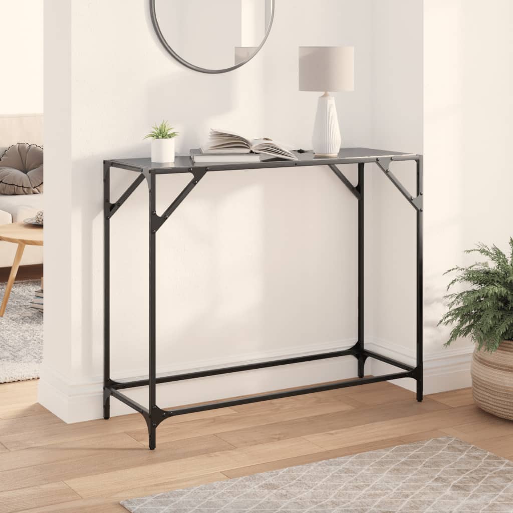 vidaXL Sohvapöytä musta lasinen pöytälevy 98x35x81 cm teräs